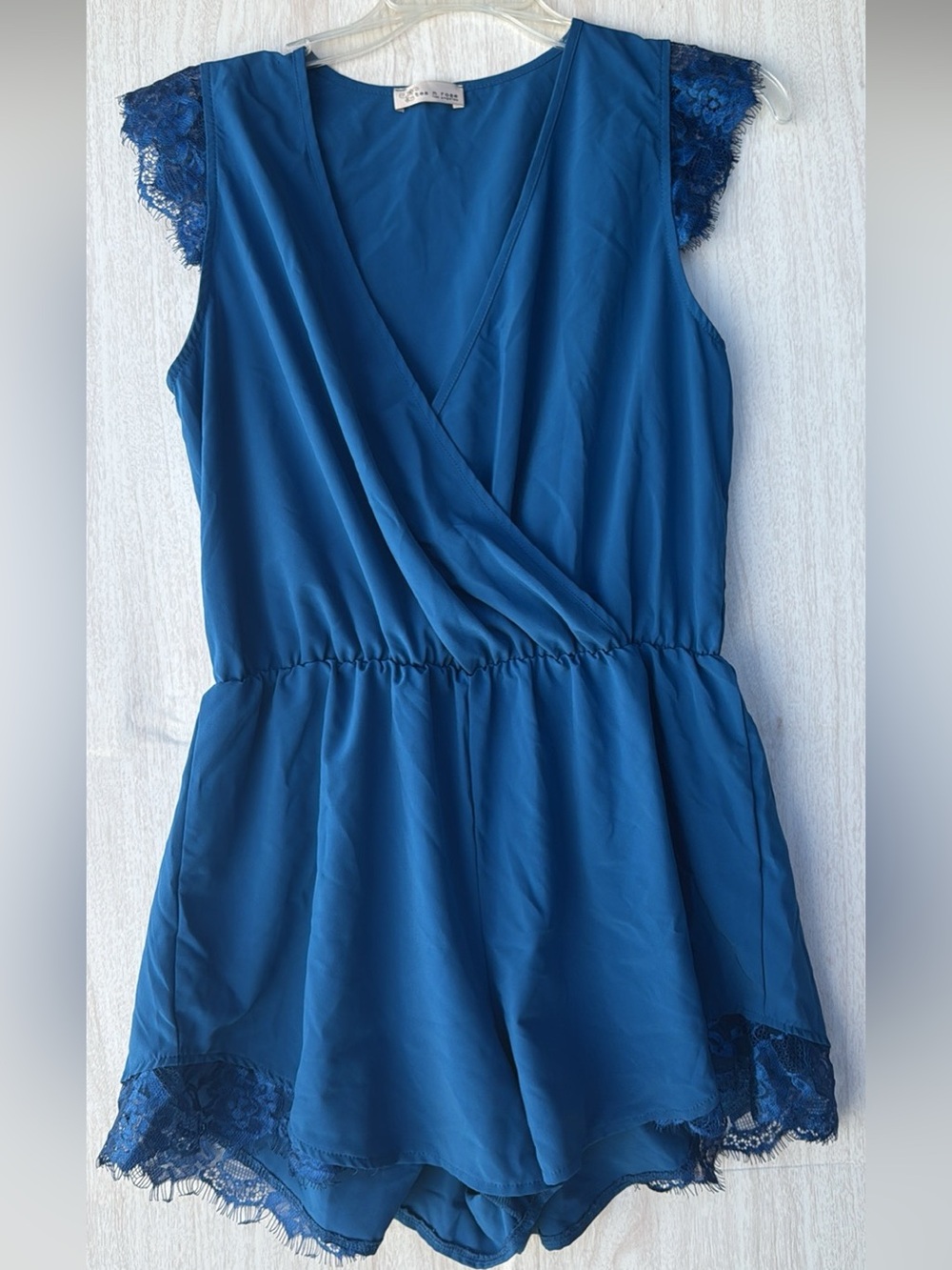 tea n rose Blue Lace-Trim Girls One-Piece Romper